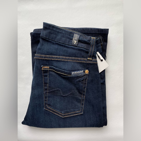 $189 WOMENS NWT 7 SEVEN FOR ALL MANKIND JEANS KIMMIE BOOT DARK BLUE SZ 23, 25 - Picture 7 of 9